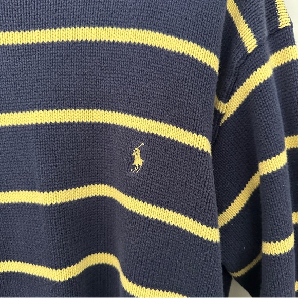 Vintage Polo Ralph Lauren Chunky Knit Navy Blue Sweater Size Large 90s - Picture 2 of 6